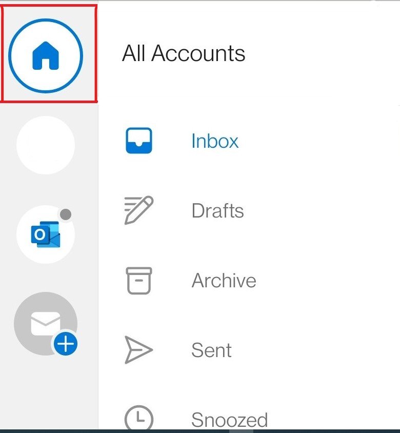 outlook android default account